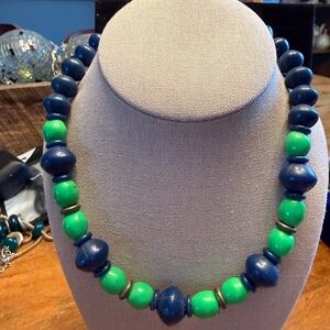 Elegant Blue and Green Beaded Necklace